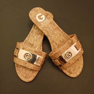 Guess Brown Cork Slide Sandals